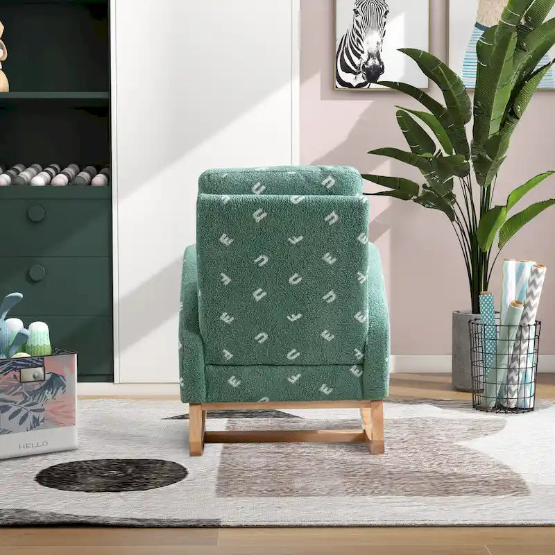Fauteuil à bascule haut de dossier en tissu bouclé avec poches latérales