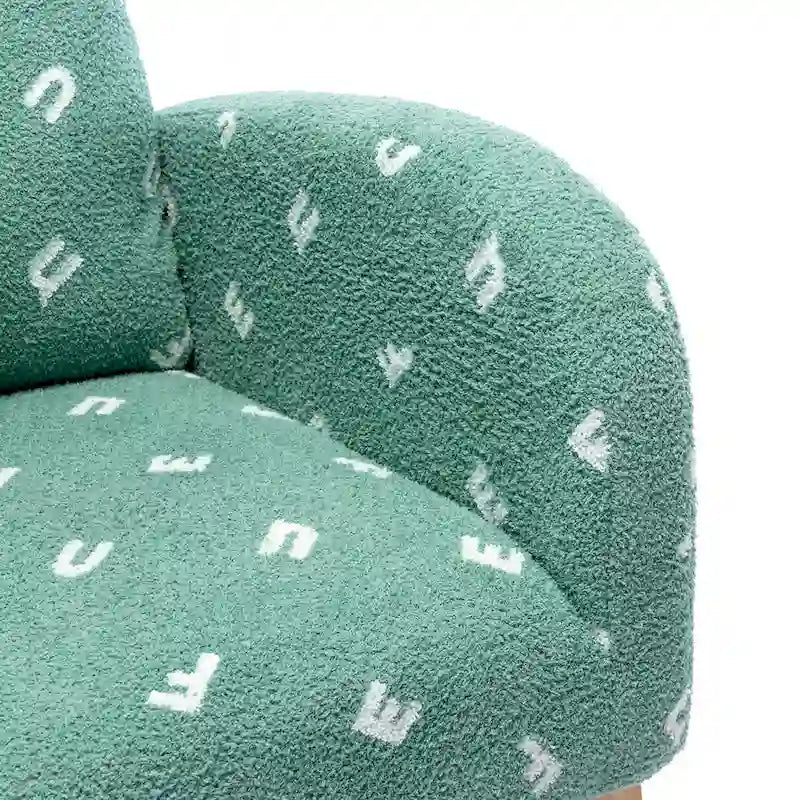 Fauteuil à bascule haut de dossier en tissu bouclé avec poches latérales