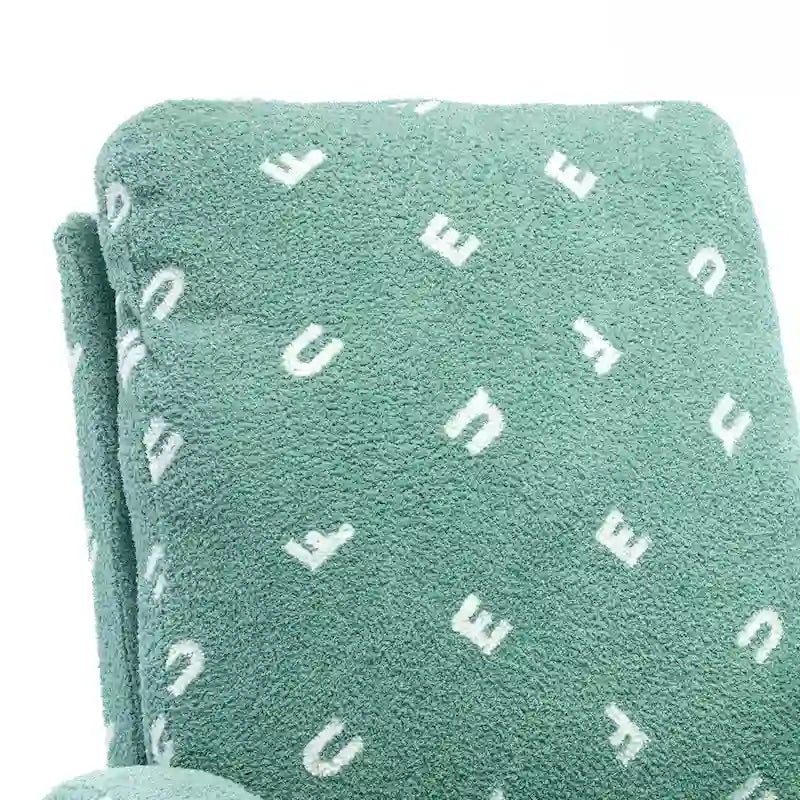 Fauteuil à bascule haut de dossier en tissu bouclé avec poches latérales