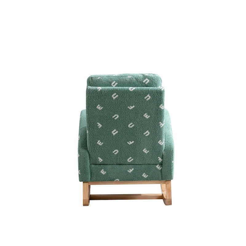 Fauteuil à bascule haut de dossier en tissu bouclé avec poches latérales