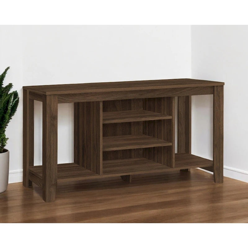 Meuble TV étagère ouverte en bois marron de 48 pouces