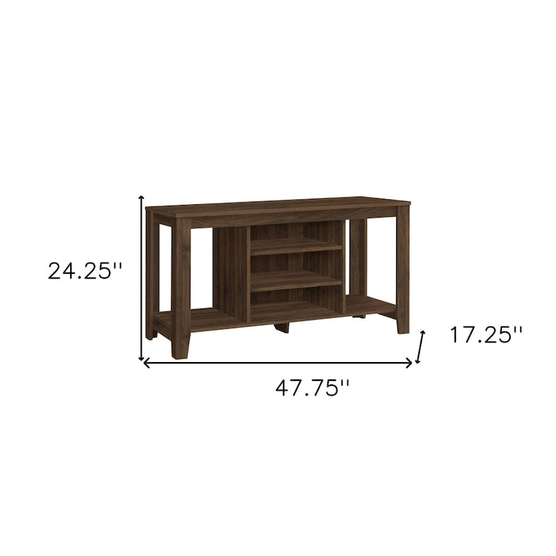Meuble TV étagère ouverte en bois marron de 48 pouces