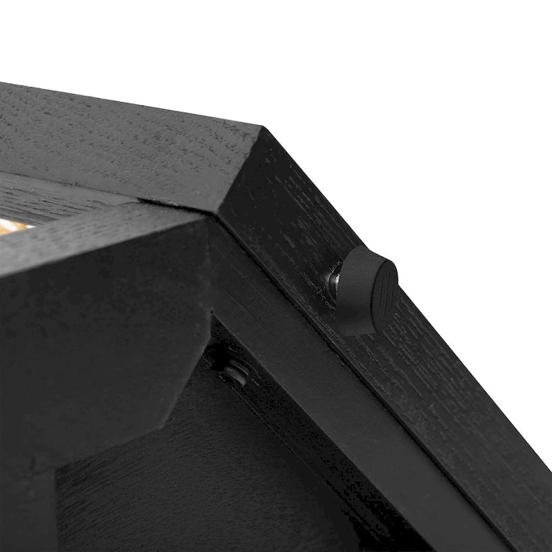 Console étroite en forme de flèche avec panneau en rotin tressé – Noir