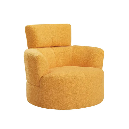 Fauteuil d'appoint barillet pivotant à 360° avec appuie-tête réglable et revêtement en polaire berbère