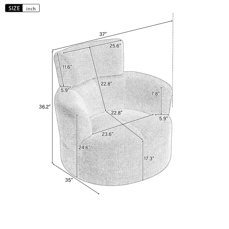 Fauteuil d'appoint barillet pivotant à 360° avec appuie-tête réglable et revêtement en polaire berbère