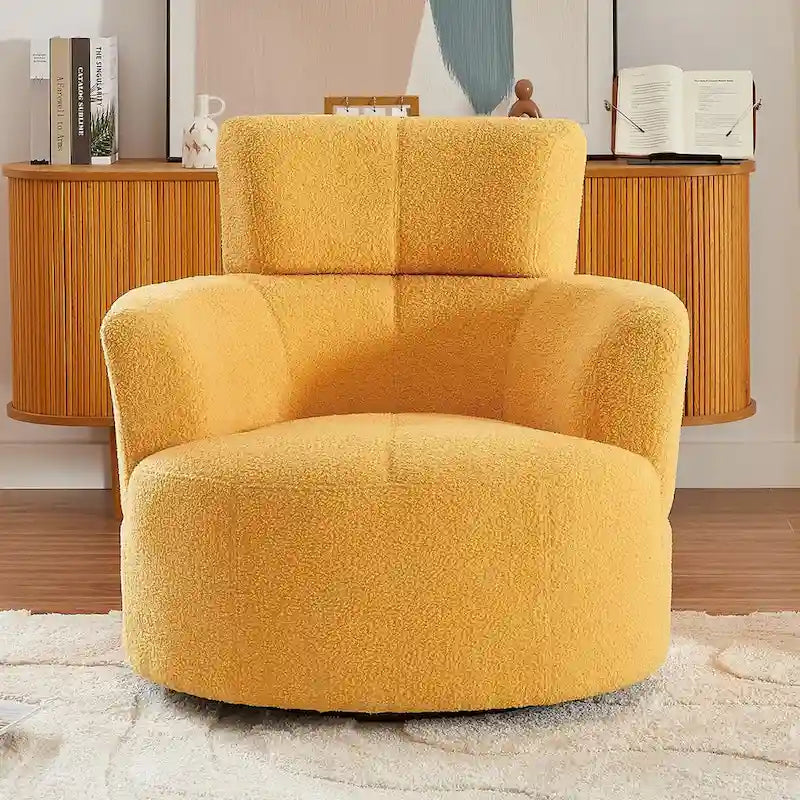 Fauteuil d'appoint barillet pivotant à 360° avec appuie-tête réglable et revêtement en polaire berbère
