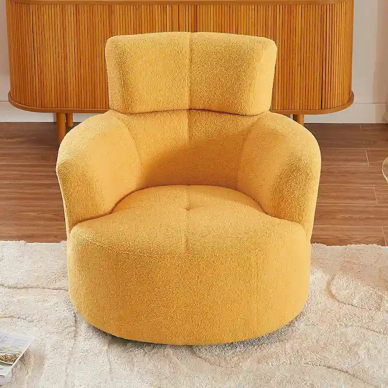 Fauteuil d'appoint barillet pivotant à 360° avec appuie-tête réglable et revêtement en polaire berbère