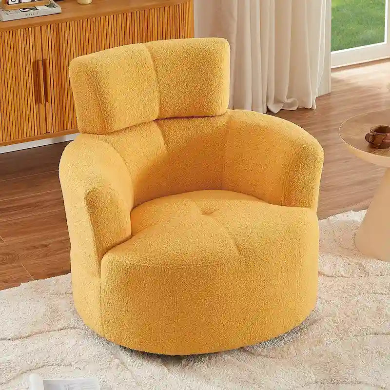 Fauteuil d'appoint barillet pivotant à 360° avec appuie-tête réglable et revêtement en polaire berbère