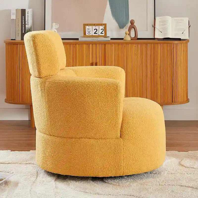 Fauteuil d'appoint barillet pivotant à 360° avec appuie-tête réglable et revêtement en polaire berbère