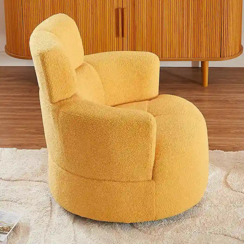 Fauteuil d'appoint barillet pivotant à 360° avec appuie-tête réglable et revêtement en polaire berbère