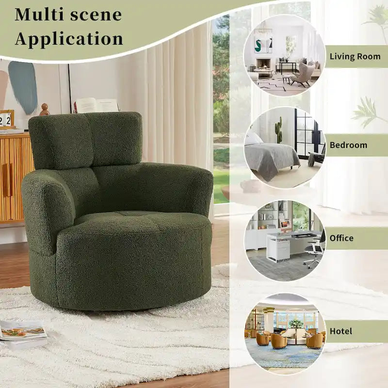Fauteuil d'appoint barillet pivotant à 360° avec appuie-tête réglable et revêtement en polaire berbère