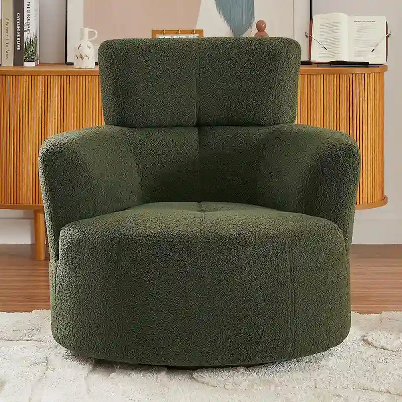 Fauteuil d'appoint barillet pivotant à 360° avec appuie-tête réglable et revêtement en polaire berbère