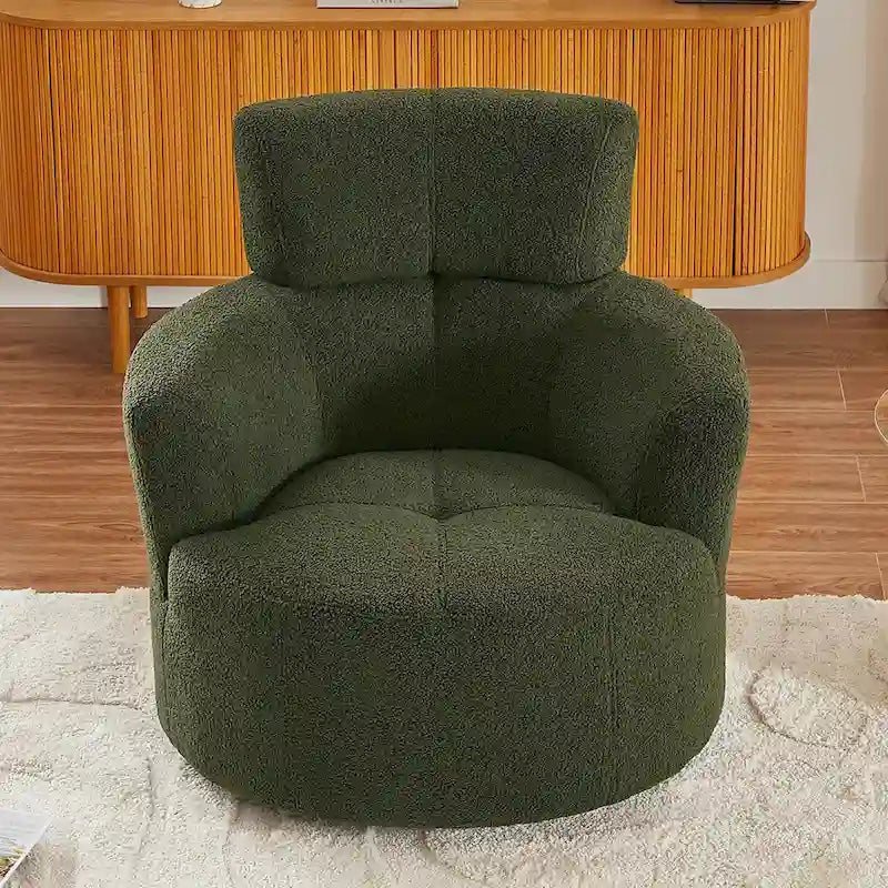 Fauteuil d'appoint barillet pivotant à 360° avec appuie-tête réglable et revêtement en polaire berbère