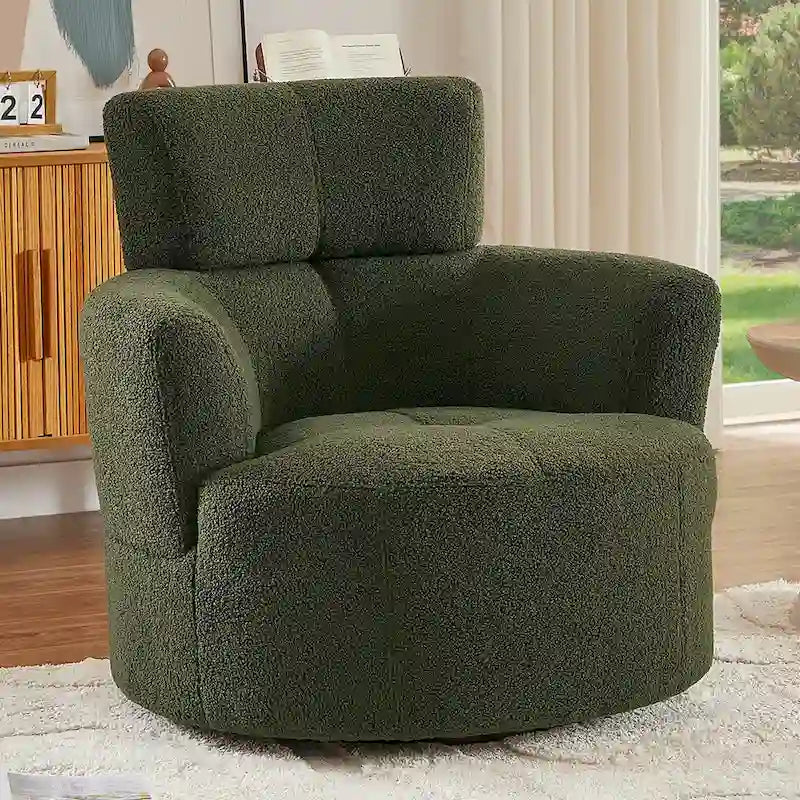 Fauteuil d'appoint barillet pivotant à 360° avec appuie-tête réglable et revêtement en polaire berbère