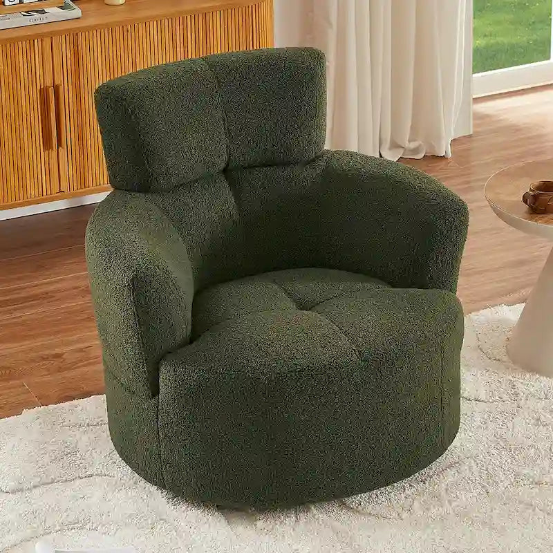 Fauteuil d'appoint barillet pivotant à 360° avec appuie-tête réglable et revêtement en polaire berbère