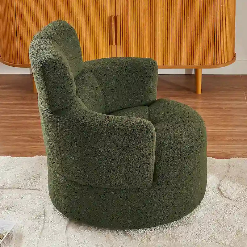 Fauteuil d'appoint barillet pivotant à 360° avec appuie-tête réglable et revêtement en polaire berbère