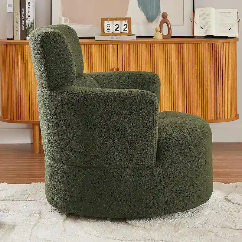 Fauteuil d'appoint barillet pivotant à 360° avec appuie-tête réglable et revêtement en polaire berbère