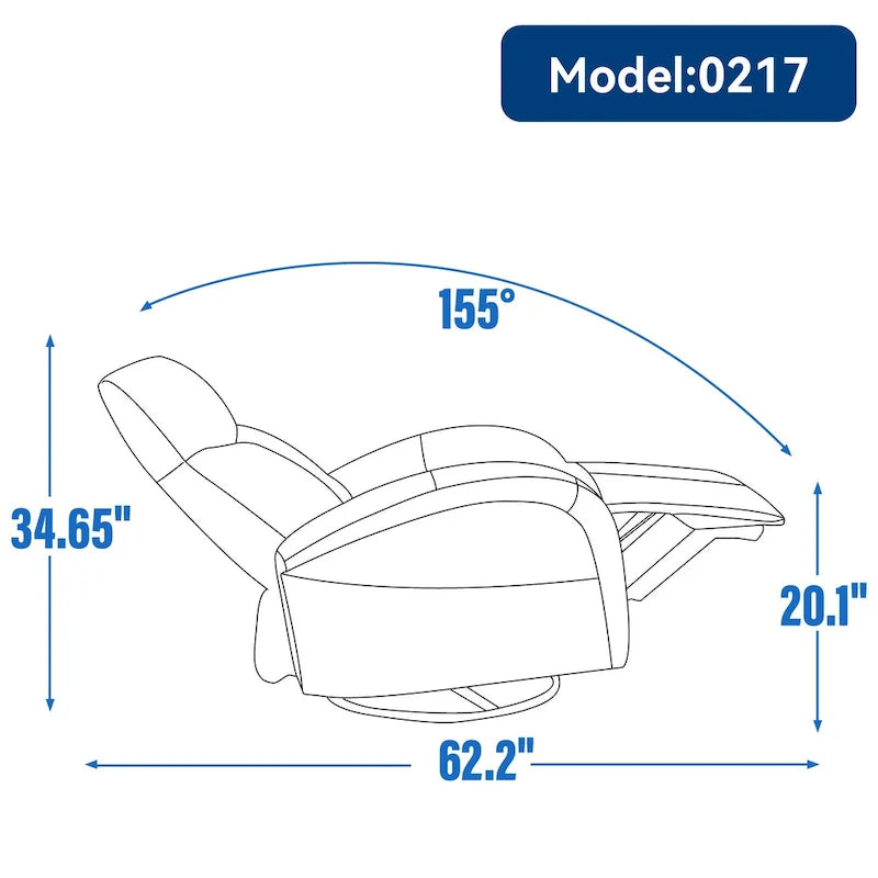 Fauteuil inclinable électrique en similicuir avec pivotement à 270°, fonction planeur/rocker et ports de chargement USB