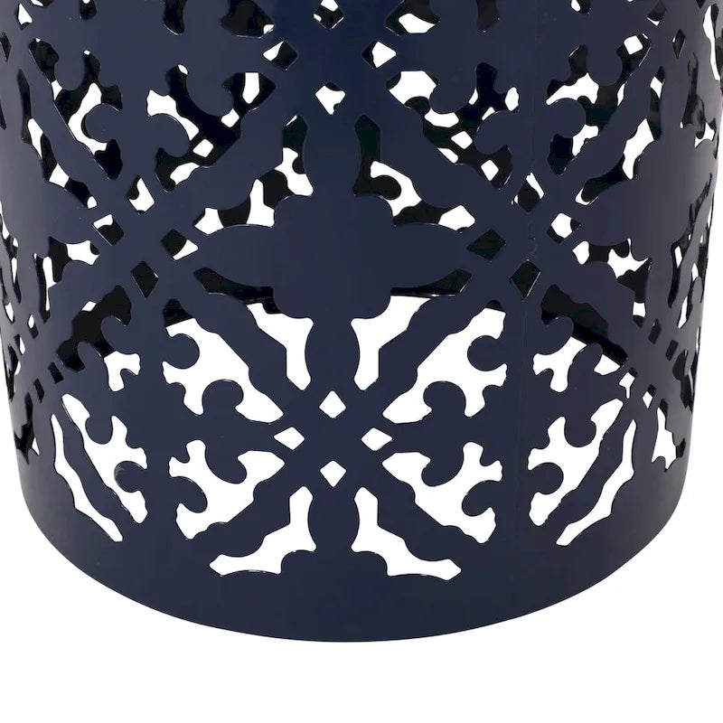 Table d'appoint en métal ajouré et plateau en mosaïque