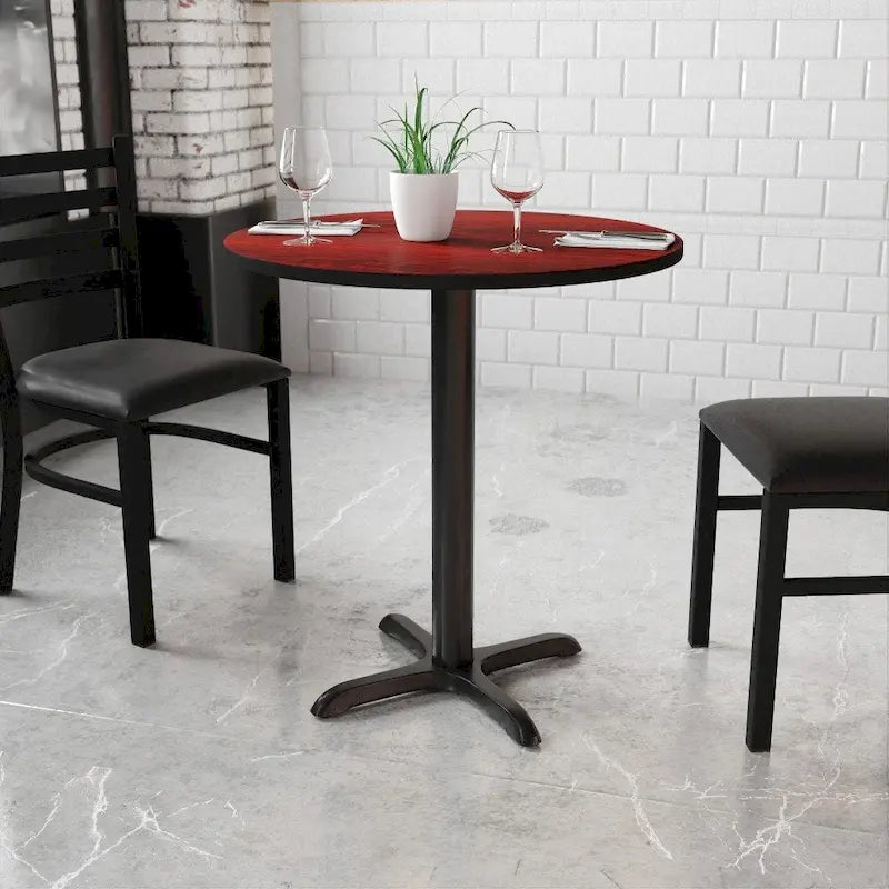 Table ronde stratifiée de 30 po avec piètement en X