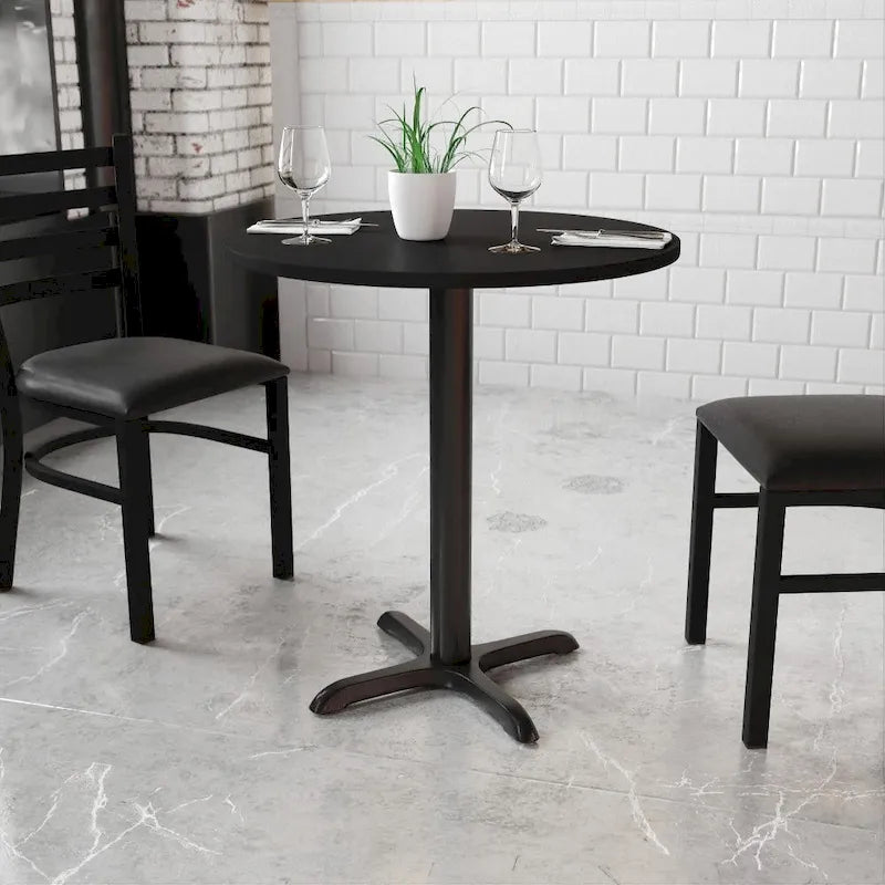 Table ronde stratifiée de 30 po avec piètement en X