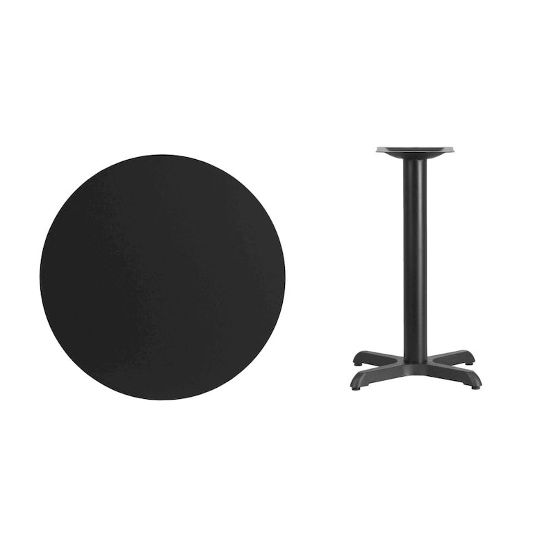 Table ronde stratifiée de 30 po avec piètement en X