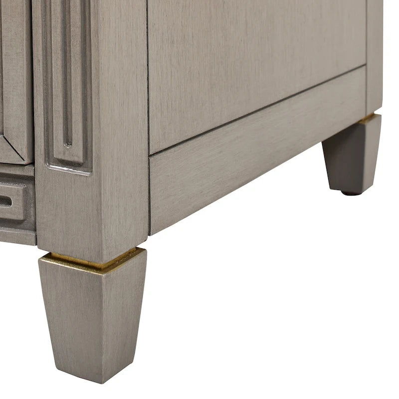 Table d'appoint à 3 tiroirs en bois massif avec poignées dorées satinées et pieds effilés