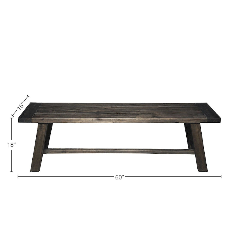 Banc de salle à manger rustique en bois massif – Gris récupéré