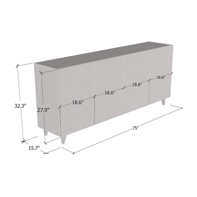Buffet moderne mat de 75 pouces avec rangement à 4 portes