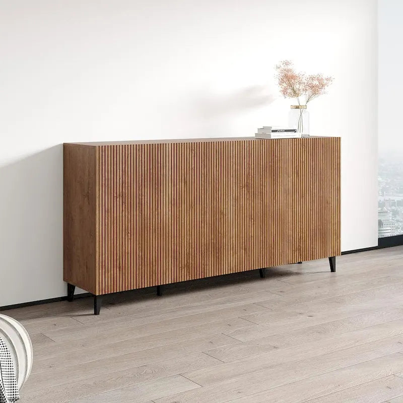 Buffet moderne mat de 75 pouces avec rangement à 4 portes
