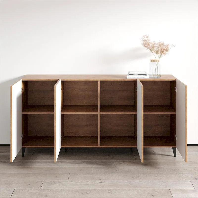 Buffet moderne mat de 75 pouces avec rangement à 4 portes