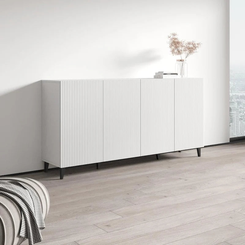 Buffet moderne mat de 75 pouces avec rangement à 4 portes