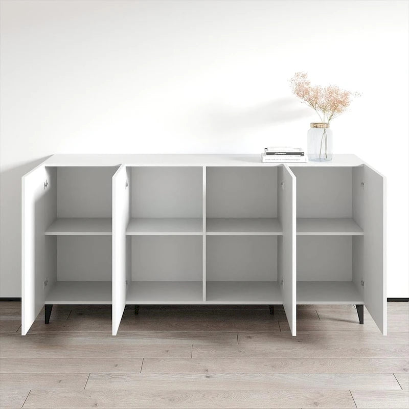 Buffet moderne mat de 75 pouces avec rangement à 4 portes