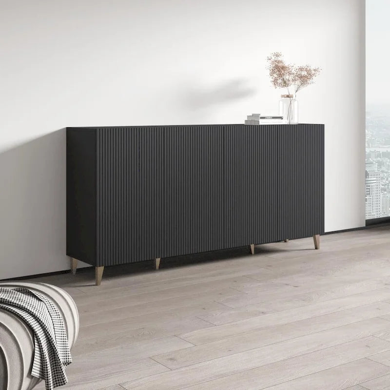 Buffet moderne mat de 75 pouces avec rangement à 4 portes