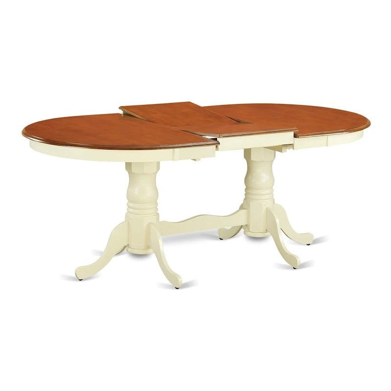 Table à manger ovale extensible avec rallonge papillon et double piédestal