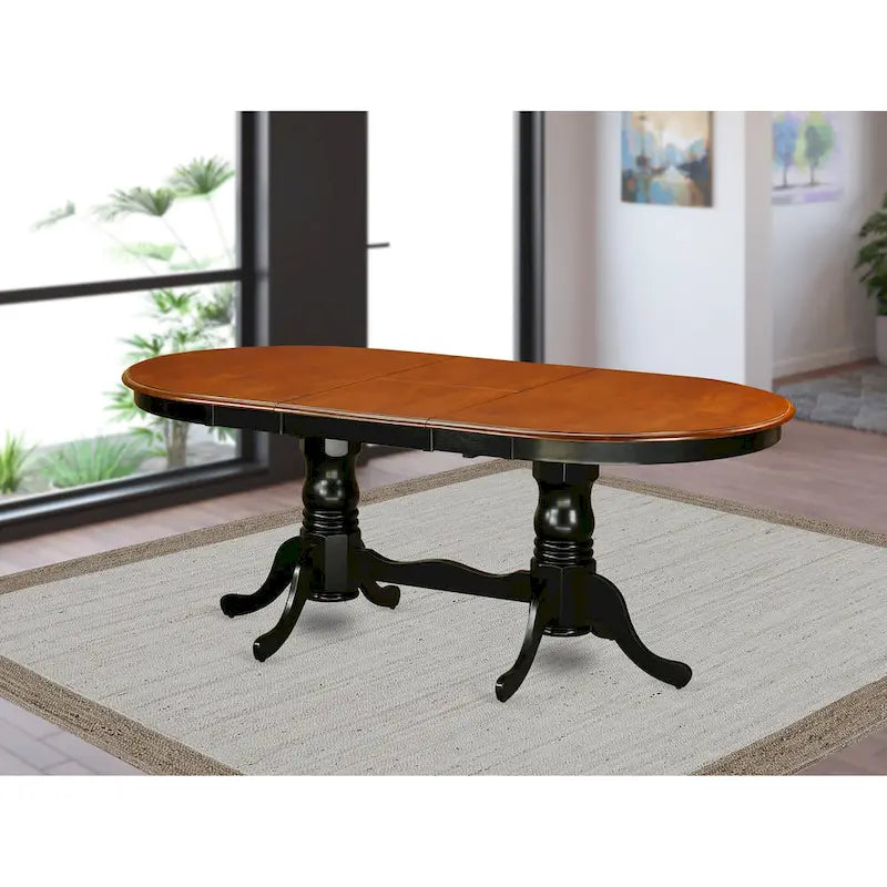 Table à manger ovale extensible avec rallonge papillon et double piédestal