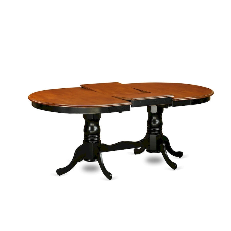 Table à manger ovale extensible avec rallonge papillon et double piédestal