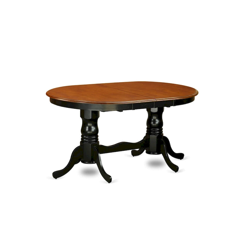 Table à manger ovale extensible avec rallonge papillon et double piédestal