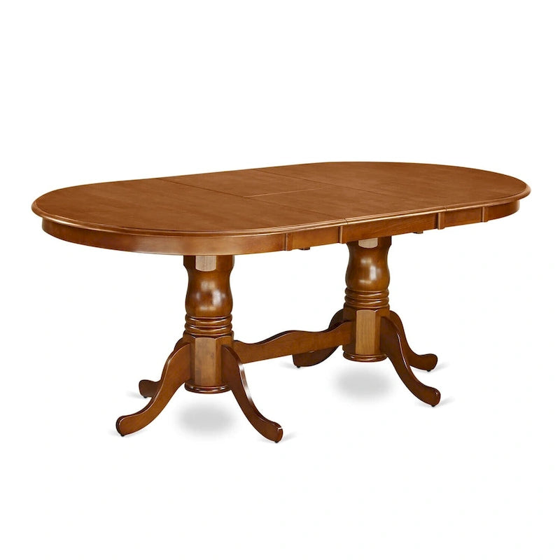 Table à manger ovale extensible avec rallonge papillon et double piédestal