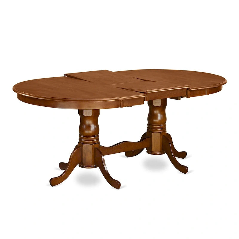 Table à manger ovale extensible avec rallonge papillon et double piédestal