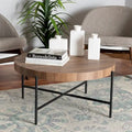 Umar Modern Industrial Walnut Brown Finished Wood and Black Metal Coffee Table