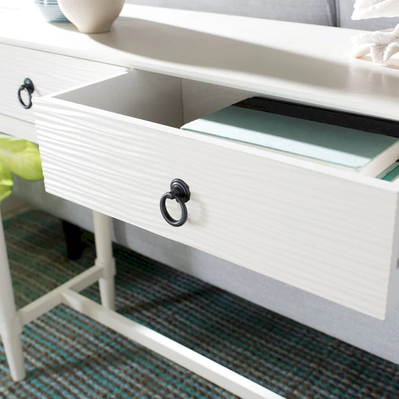 Console de style campagnard français avec 2 tiroirs et détails sculptés