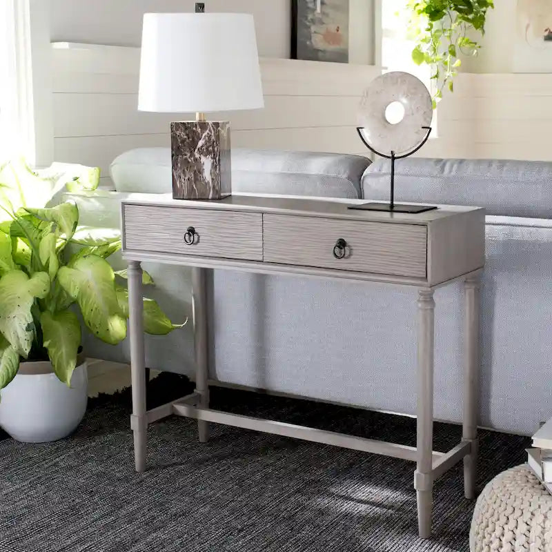 Console de style campagnard français avec 2 tiroirs et détails sculptés