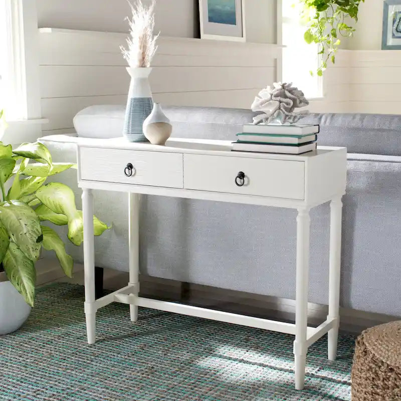 Console de style campagnard français avec 2 tiroirs et détails sculptés