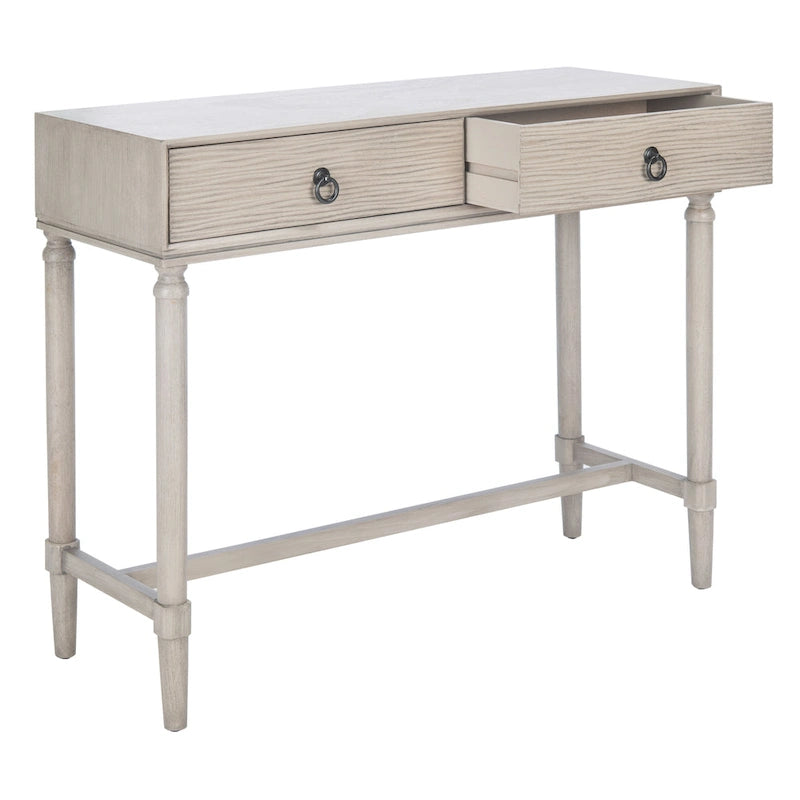Console de style campagnard français avec 2 tiroirs et détails sculptés