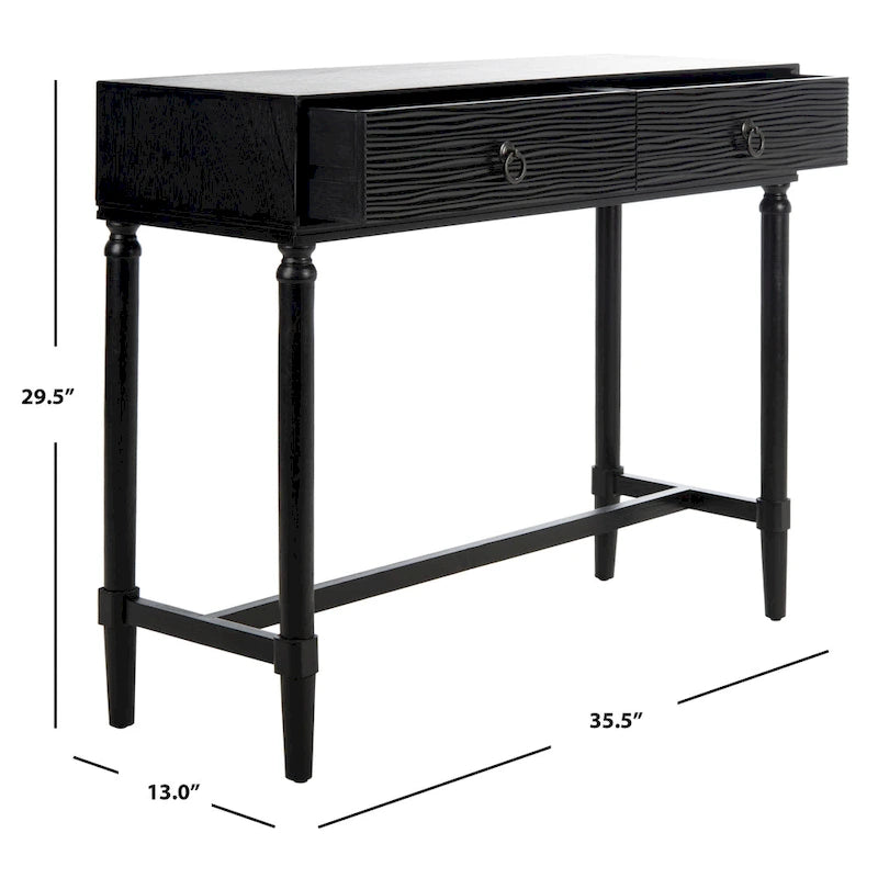 Console de style campagnard français avec 2 tiroirs et détails sculptés