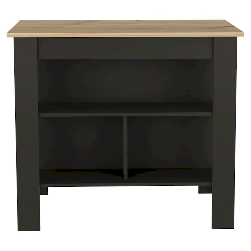 Table à manger îlot de cuisine en bois avec 3 étagères de rangement
