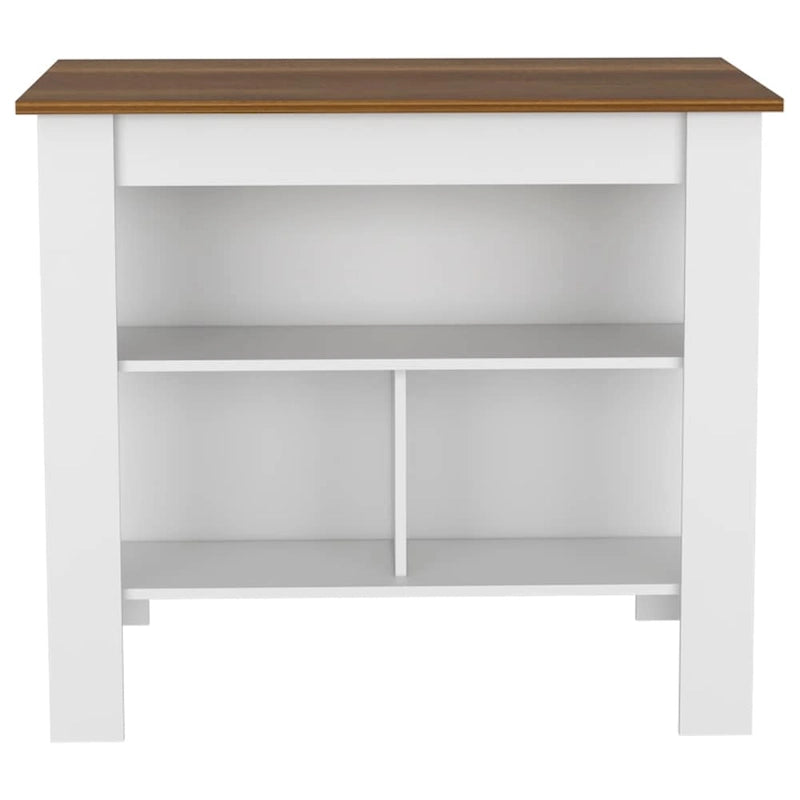Table à manger îlot de cuisine en bois avec 3 étagères de rangement