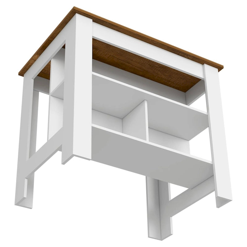 Table à manger îlot de cuisine en bois avec 3 étagères de rangement