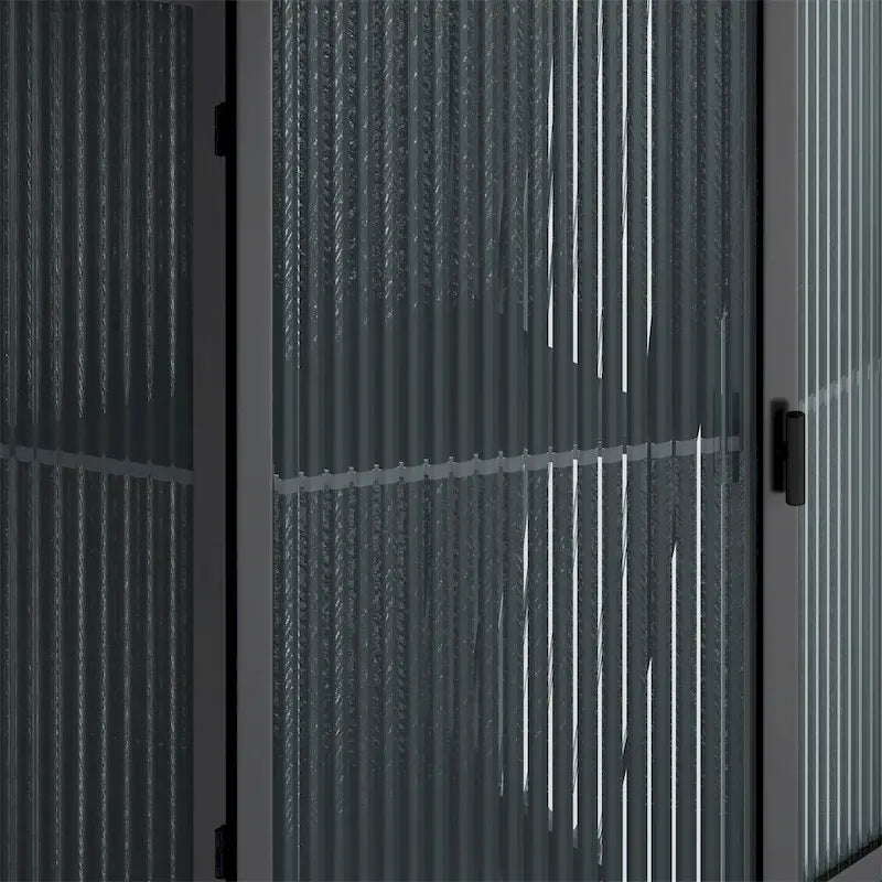 Meuble d'angle bas avec porte en verre trempé et étagères de rangement multi-niveaux